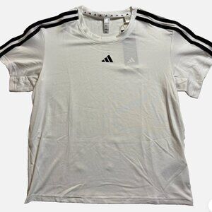 Adidas Womens Small Essentials 3-Stripes T-Shirt White Athletic Performance Tee